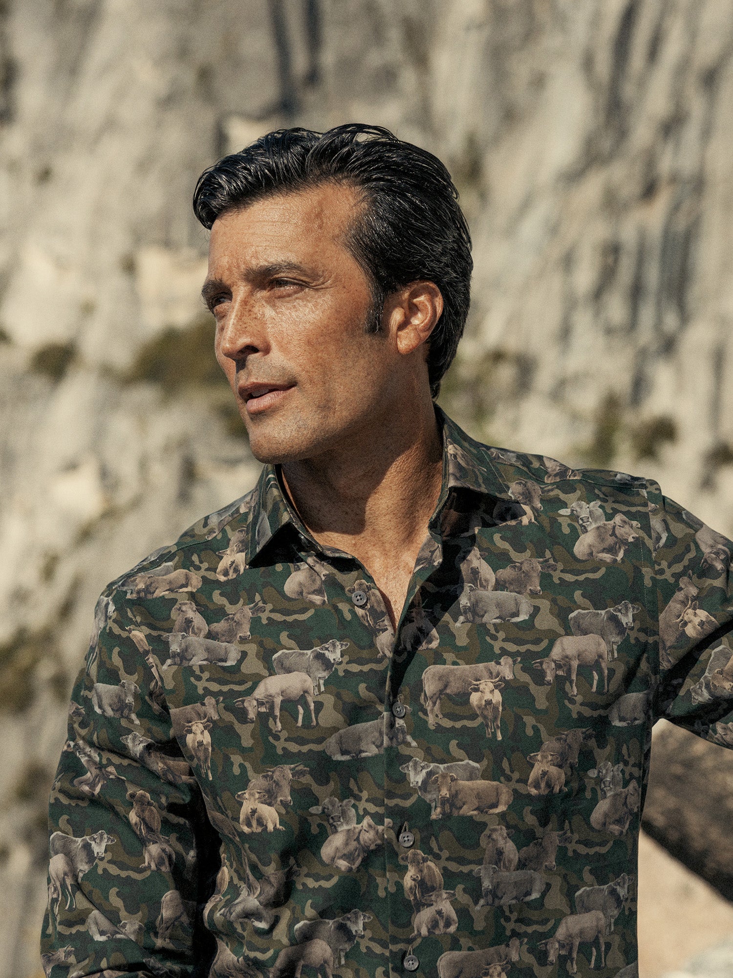 Robert Talbott Casual Shirts Reynolds Ca-Moo-Flage camicia oliva
