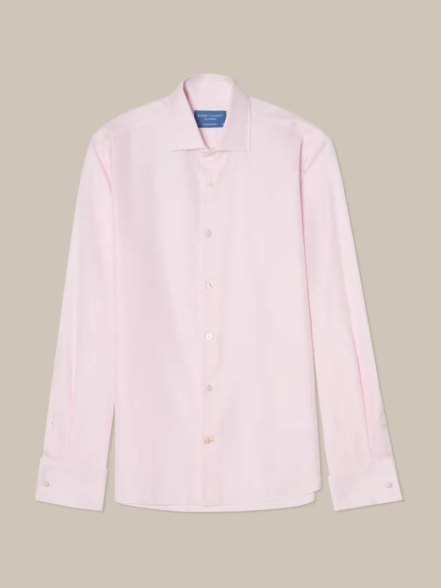 Robert Talbott Reynolds camicia rosa herringbone gemelli