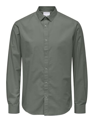 ONLY & SONS SANE Poplin Camicia uomo XL nero slim