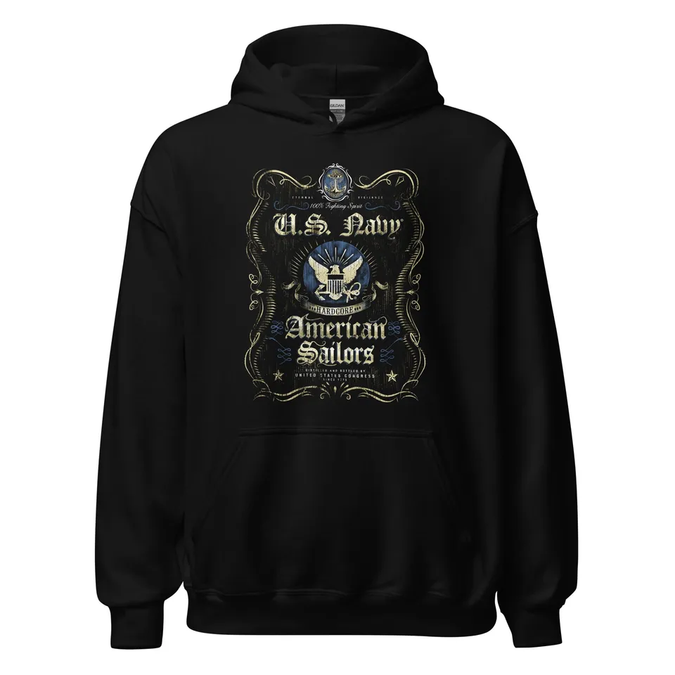 7.62 Design Navy Fighting Spirit felpa nera cappuccio
