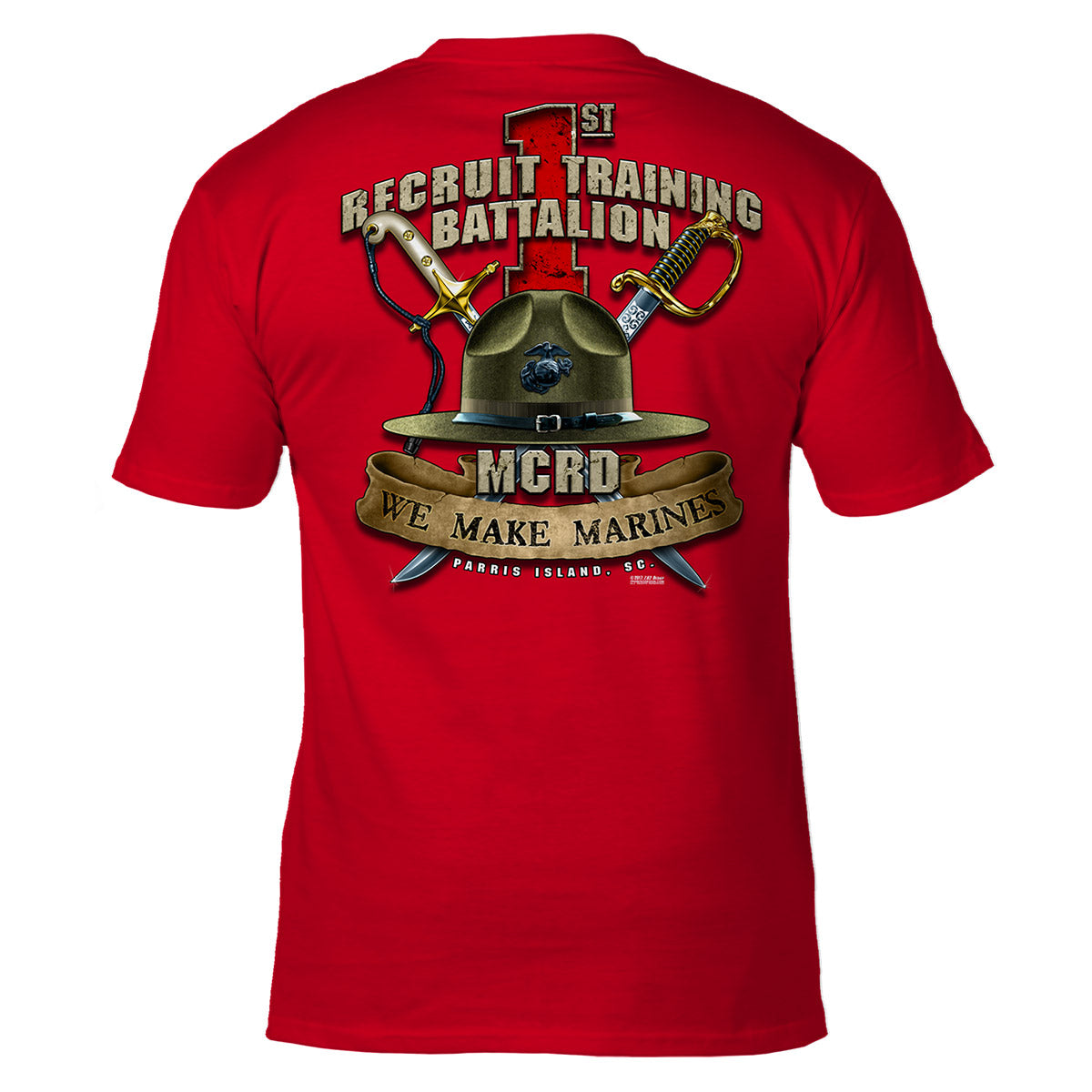 7.62 Design USMC Parris Island 1st Battalion T-Shirt uomo rossa