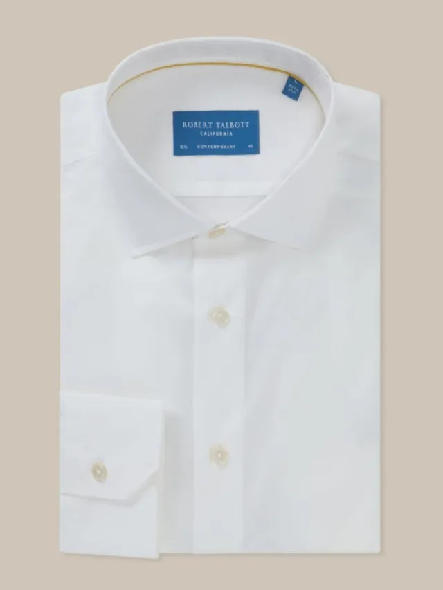 Robert Talbott Reynolds Poplin Camicia Bianca Cotone Italiano