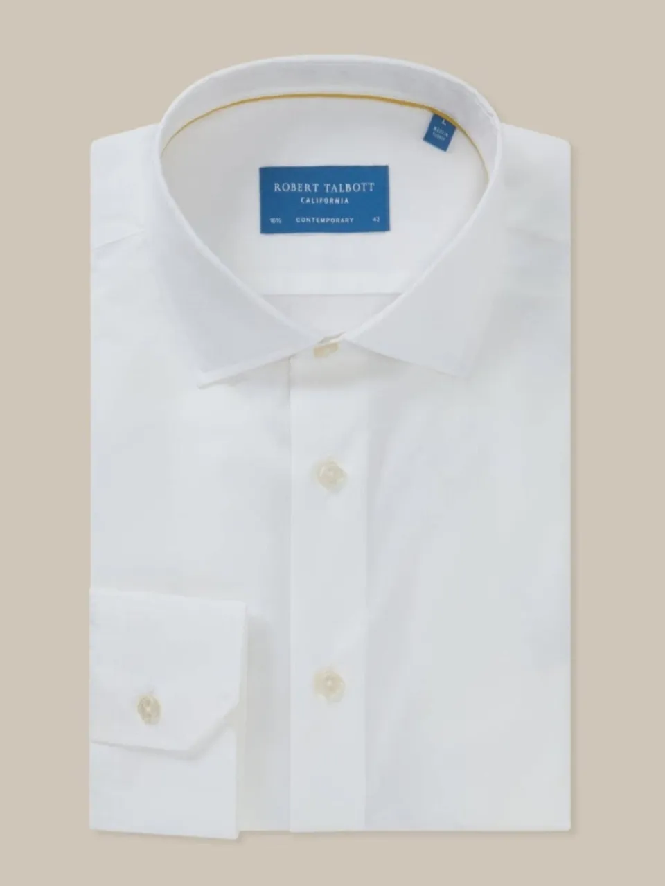 Robert Talbott Reynolds Poplin Camicia Bianca Cotone Italiano