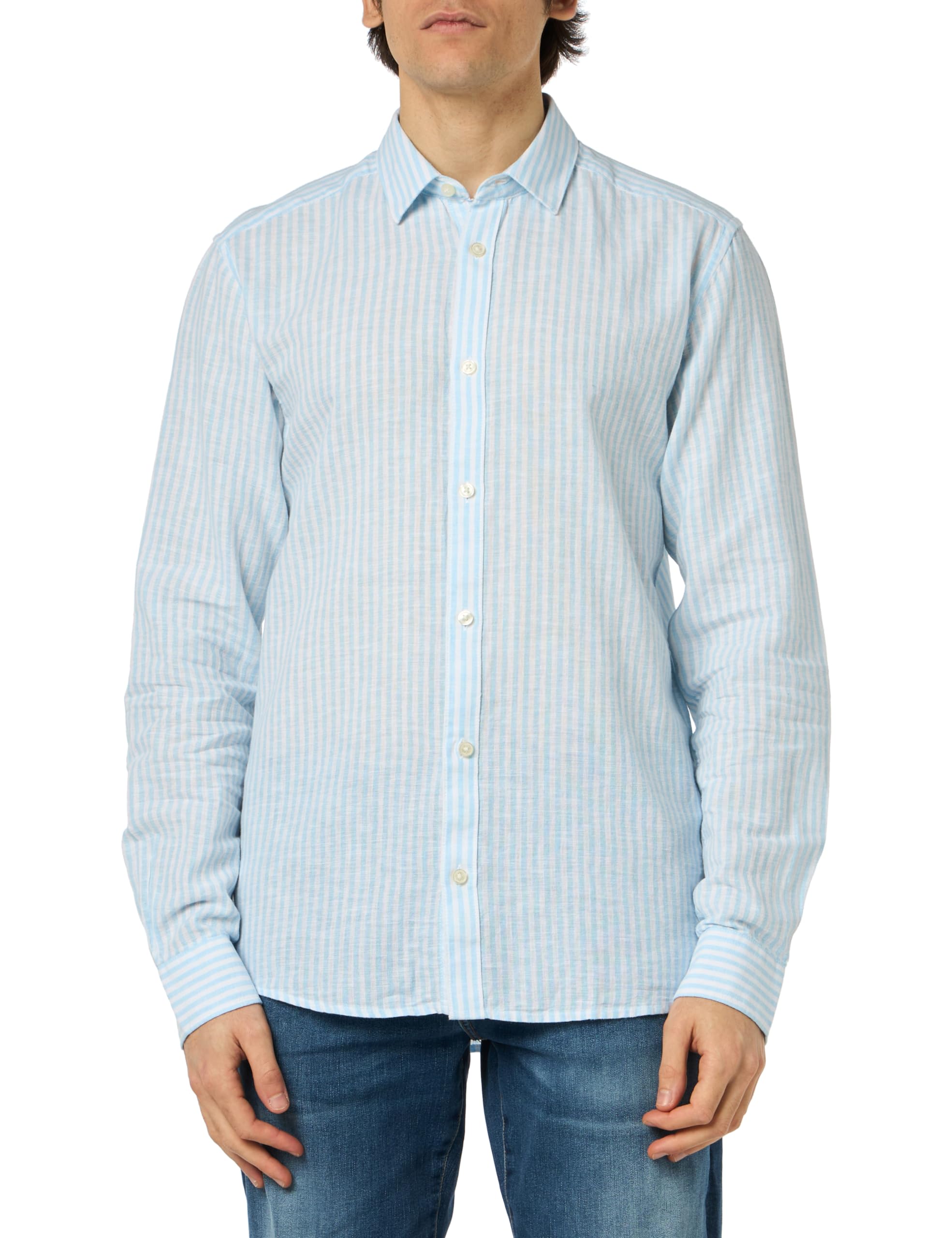 ONLY & SONS Onscaiden Camicia Lino Rigata Uomo S Blu
