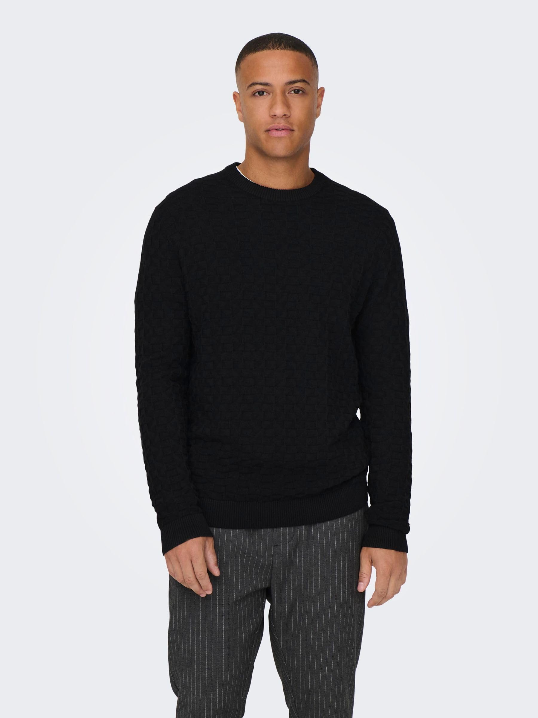 Only & Sons Onskalle Maglione Uomo Nero Girocollo