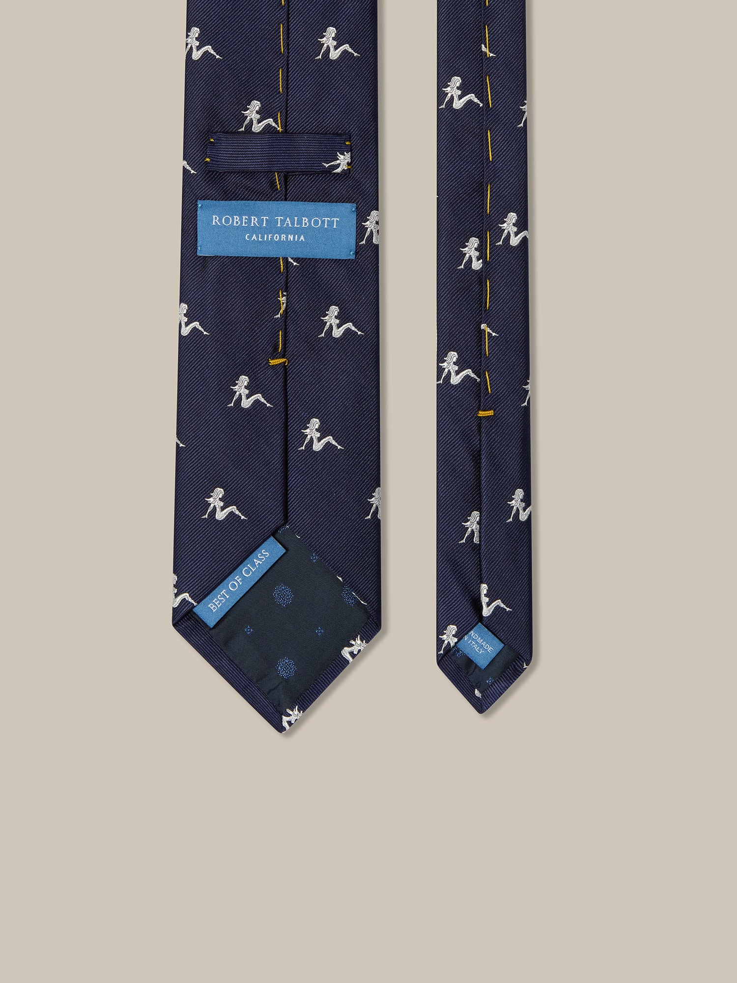 Robert Talbott Pin-Up cravatta seta blu silhouette