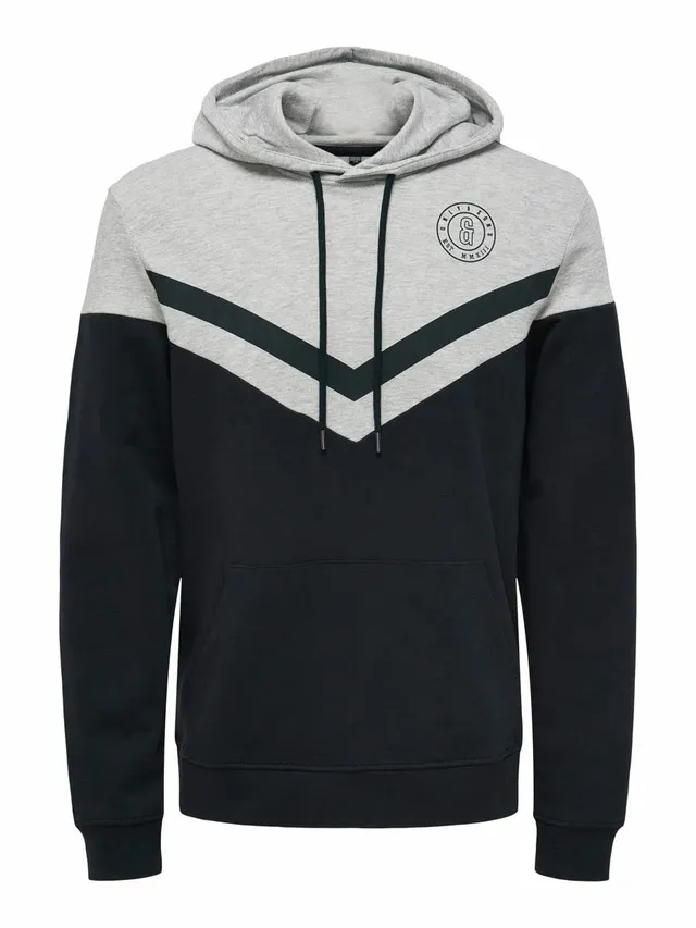 Only & Sons Onswagner Felpa Uomo Cappuccio Navy fantasia