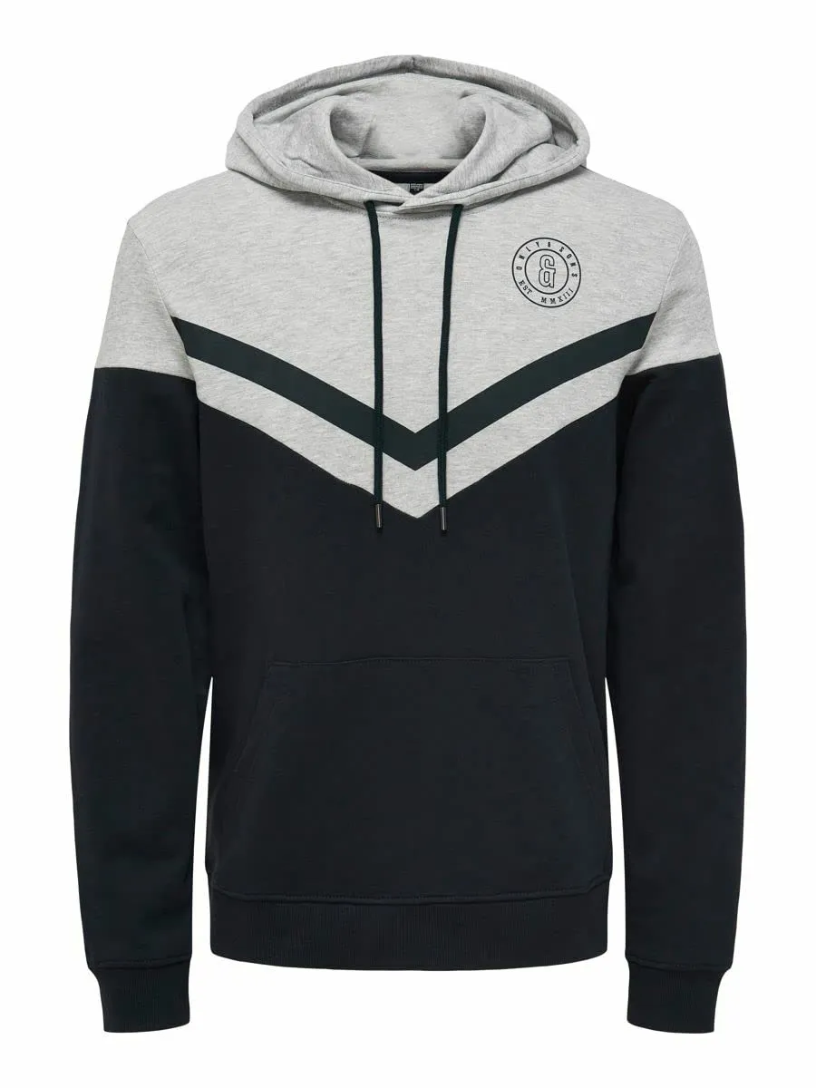 Only & Sons Onswagner Felpa Uomo Cappuccio Navy fantasia