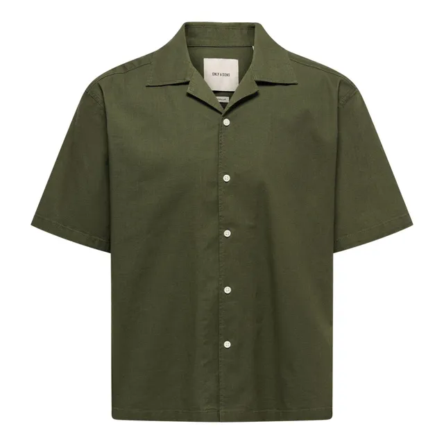 ONLY & SONS Reid Resort Camicia Uomo Verde Cotone