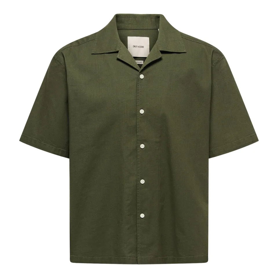 ONLY & SONS Reid Resort Camicia Uomo Verde Cotone