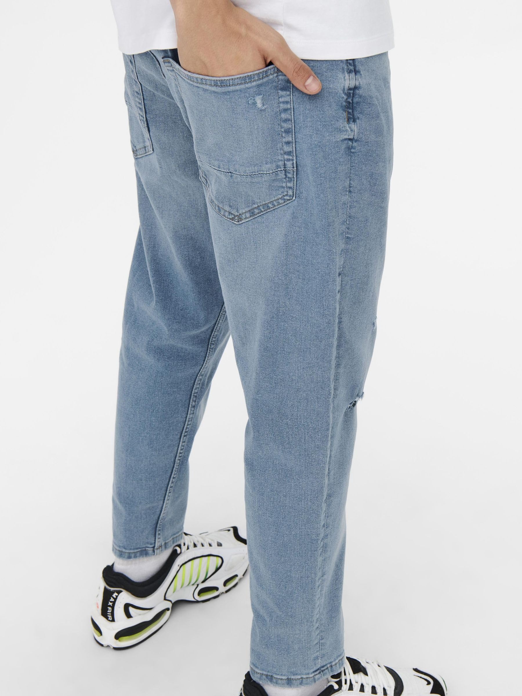 Only & Sons Avi Beam Crop jeans relaxed azzurro
