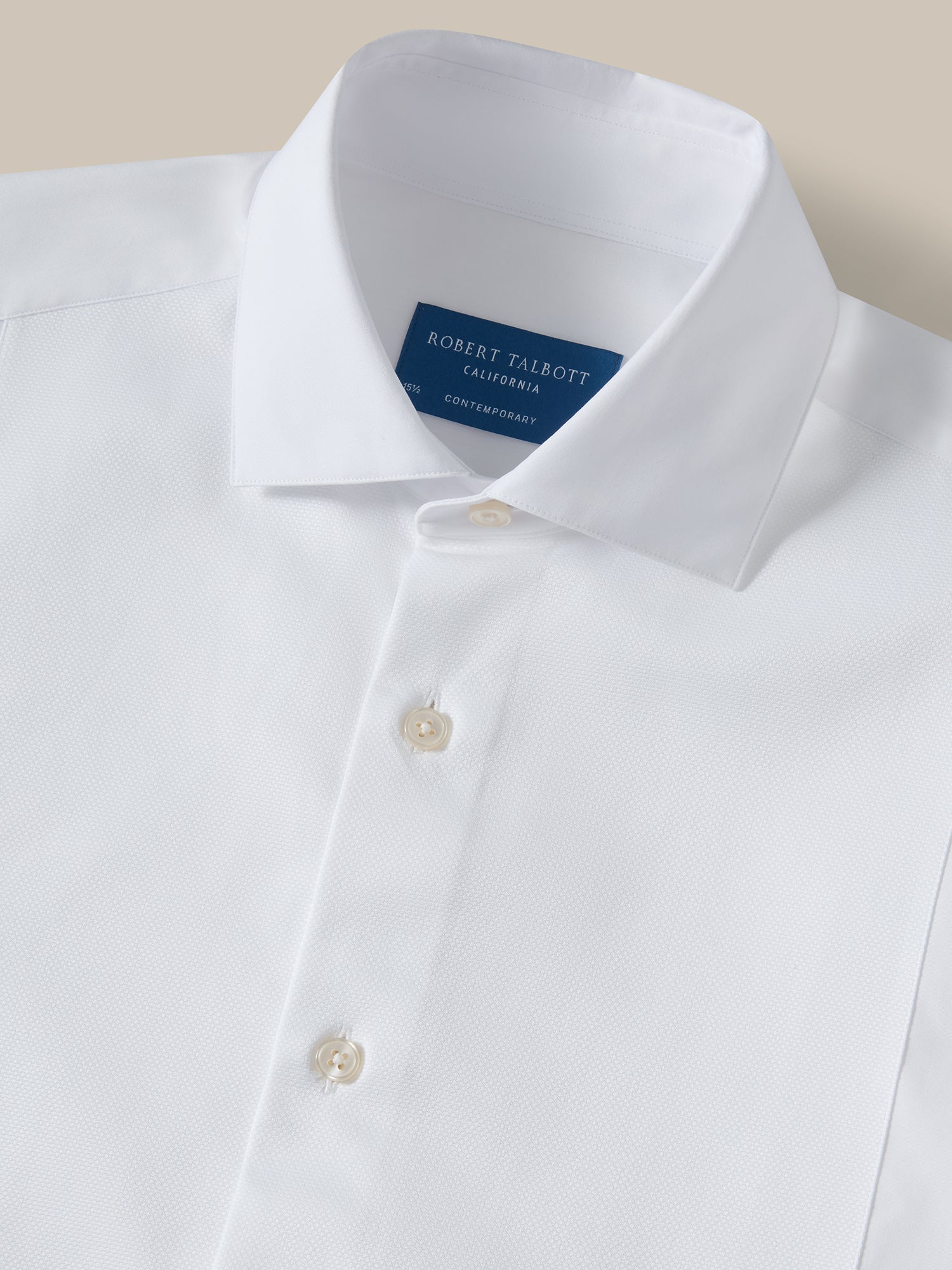 Robert Talbott Reynolds camicia smoking cotone bianca piqué