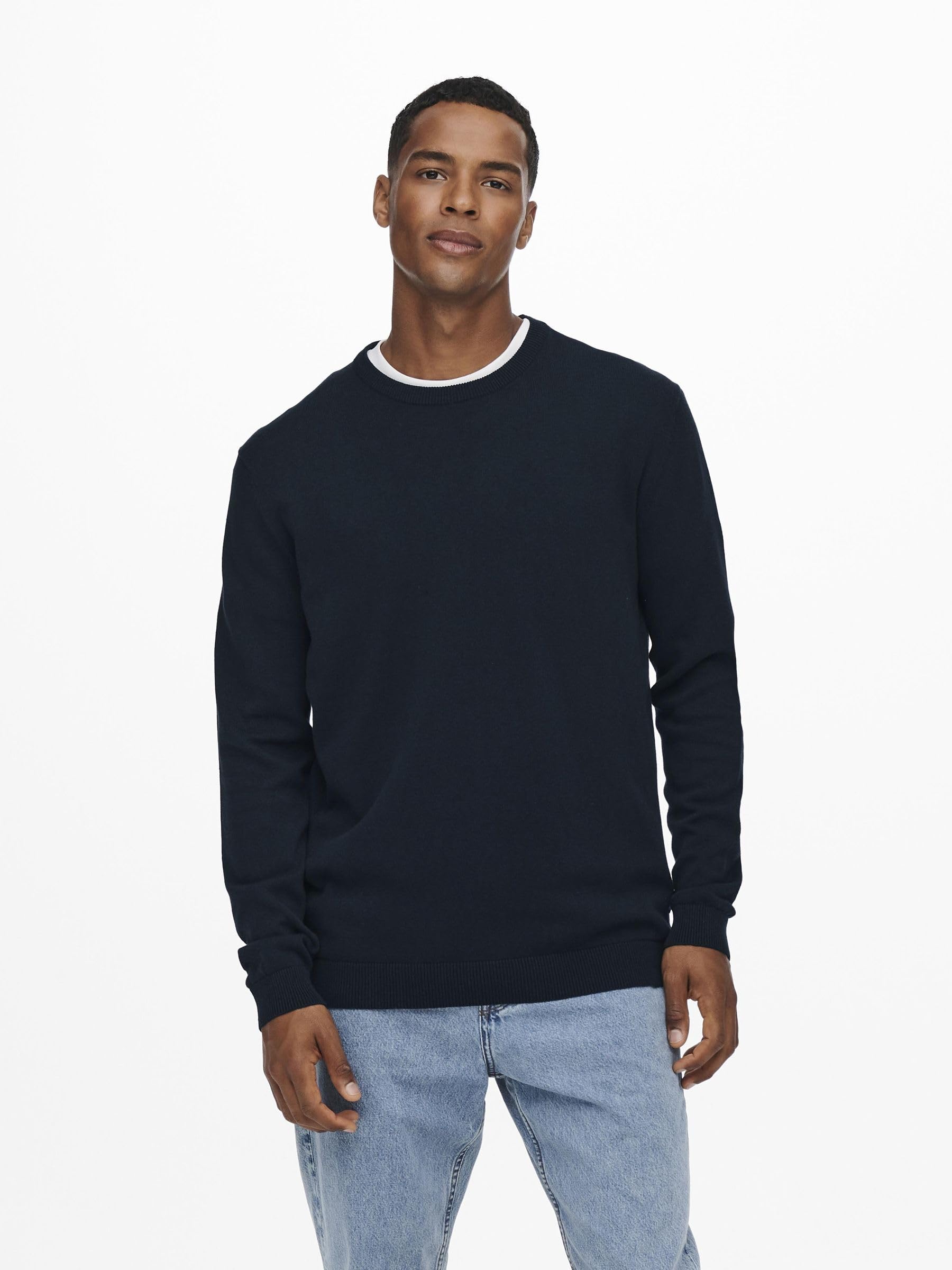 Only & Sons Maglieria Maglione Uomo Navy Scuro Lavorato a Maglia