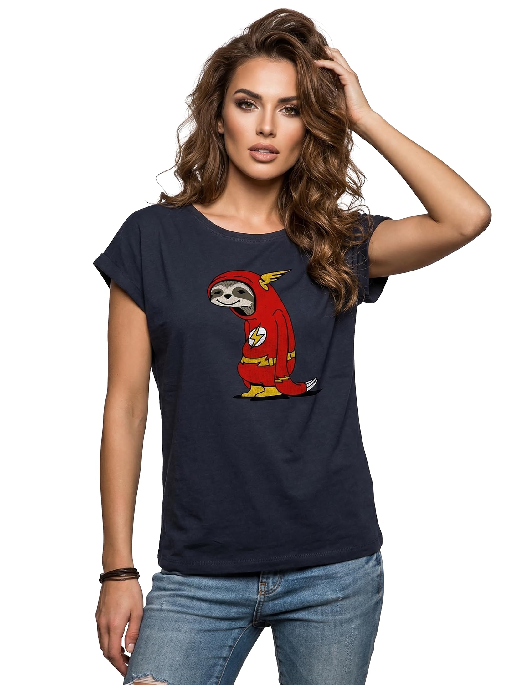 MAKAYA Flash Bradipo Sloth T-Shirt Donna M Cotone