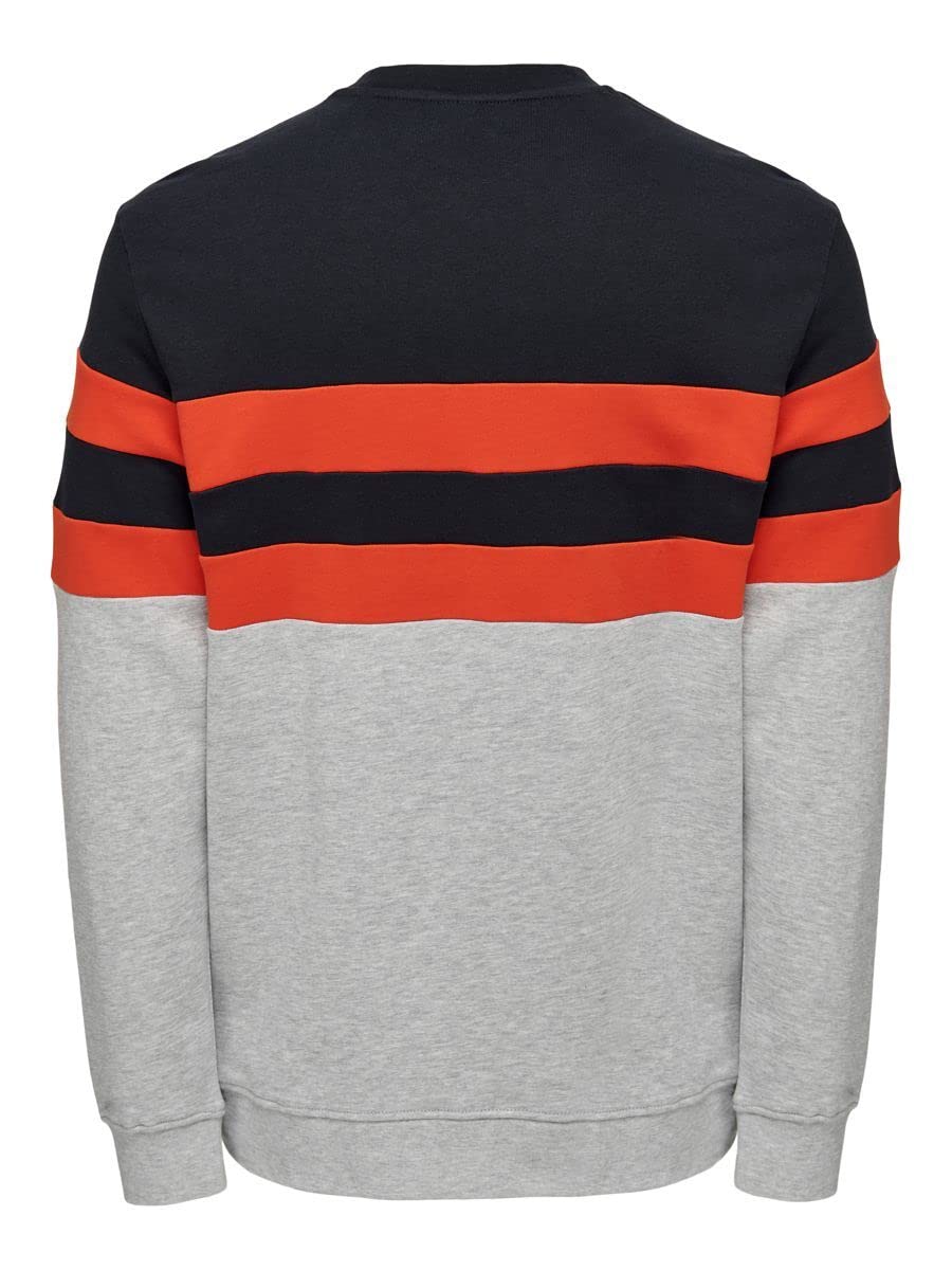 Only & Sons felpa uomo S grigio chiaro melange cotone