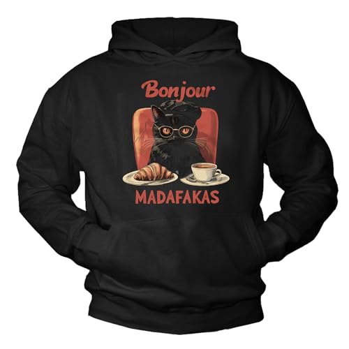 MAKAYA Gatto Bonjour Felpa Uomo Cotone Taglia XL