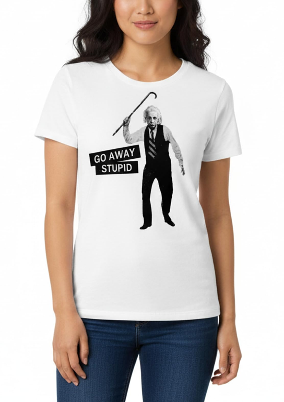 MAKAYA Go Away Stupid maglietta donna cotone taglia L