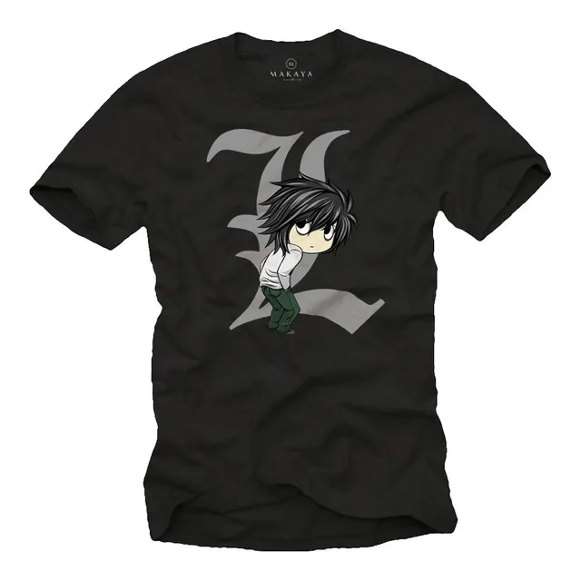 Makaya Death by Ryuk T-Shirt Uomo Nera Cotone Anime
