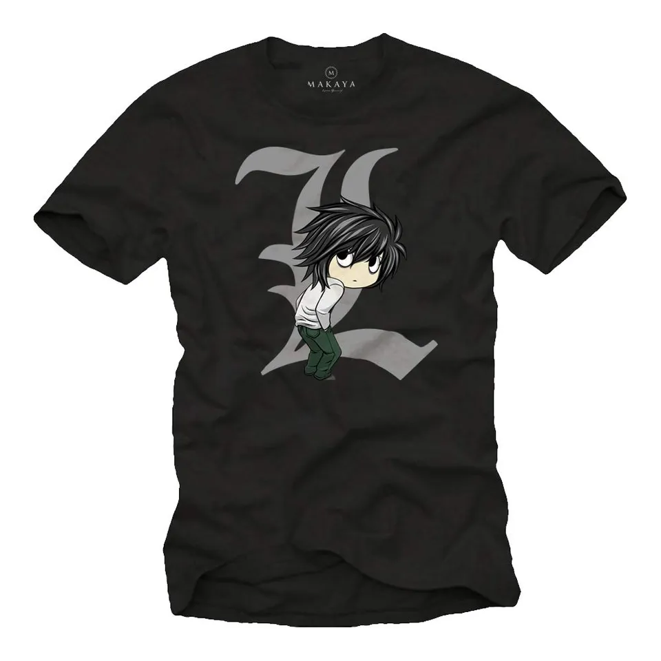 Makaya Death by Ryuk T-Shirt Uomo Nera Cotone Anime