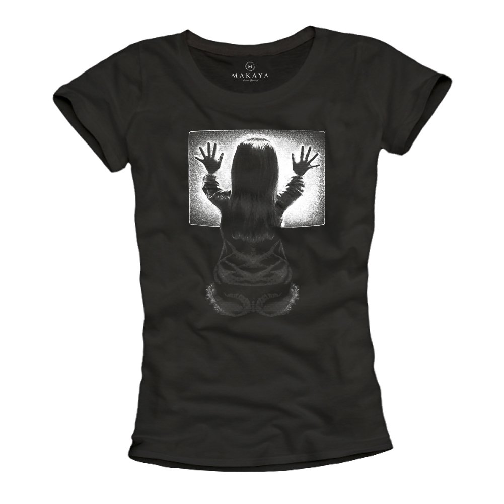Makaya T-Shirt Donna Poltergeist Horror Nera S