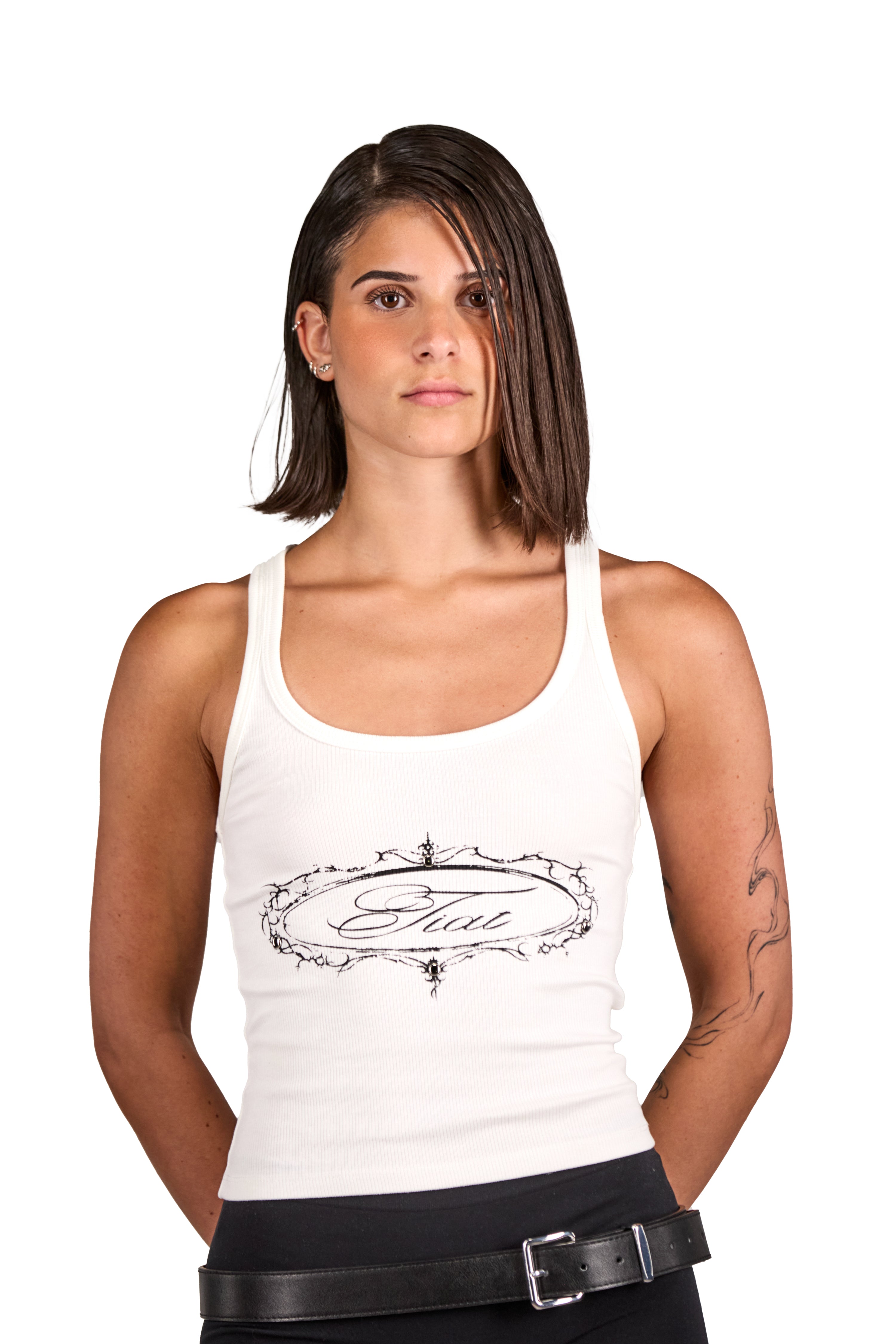 Tiat Alchemical Sigil canotta uomo bianca borchie