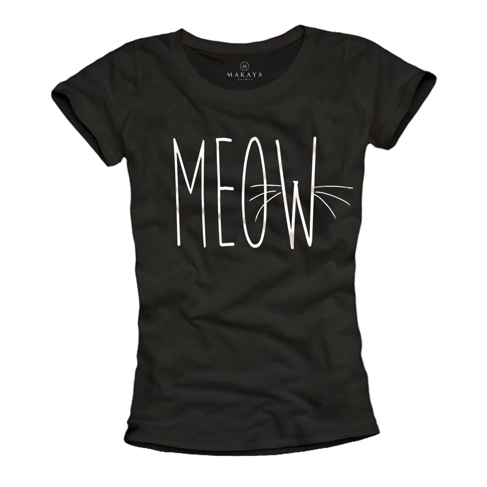 MAKAYA Meow maglietta donna in cotone taglia S