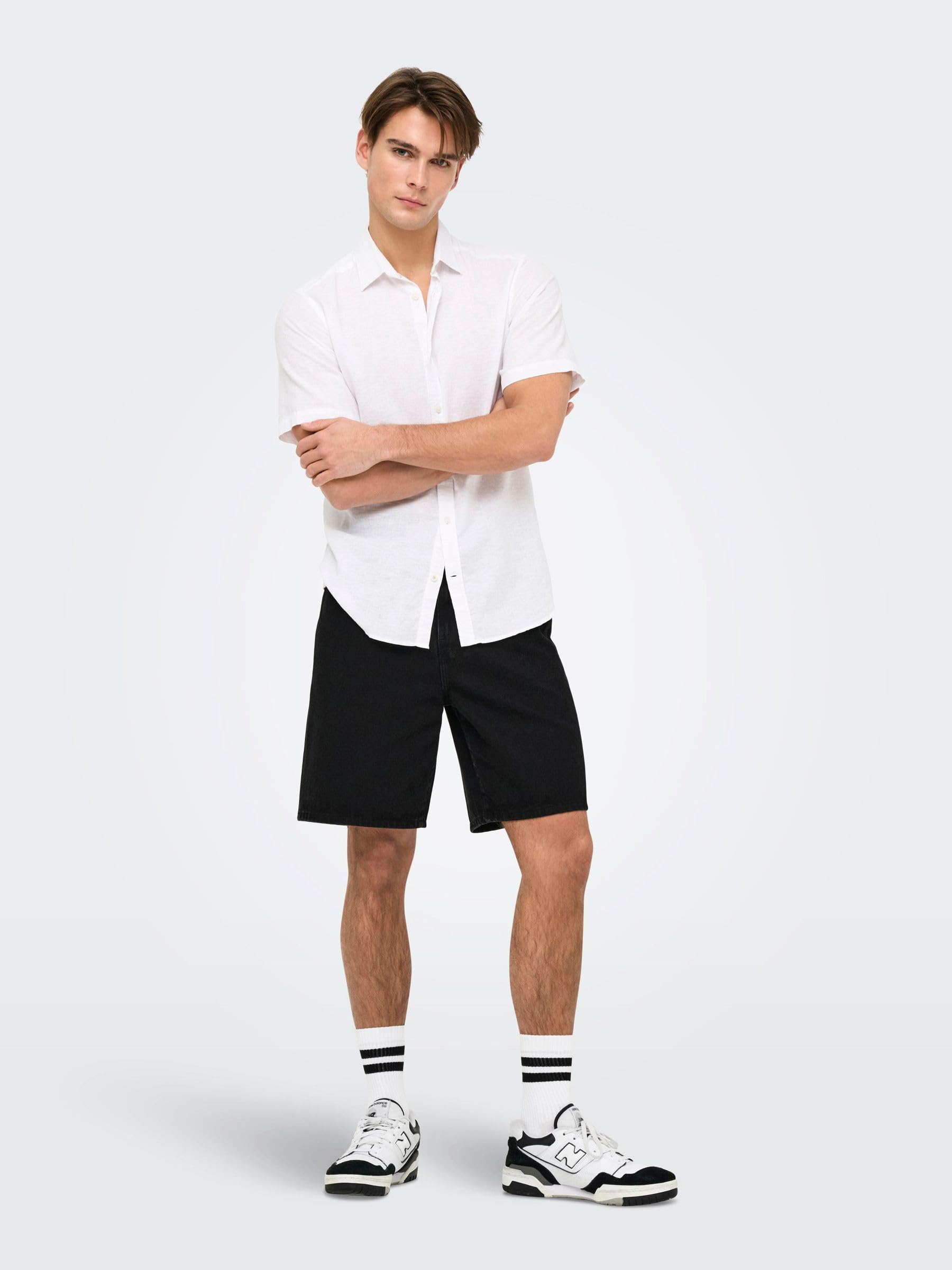 ONLY & SONS Onsfade Denim Shorts uomo M loose fit blu