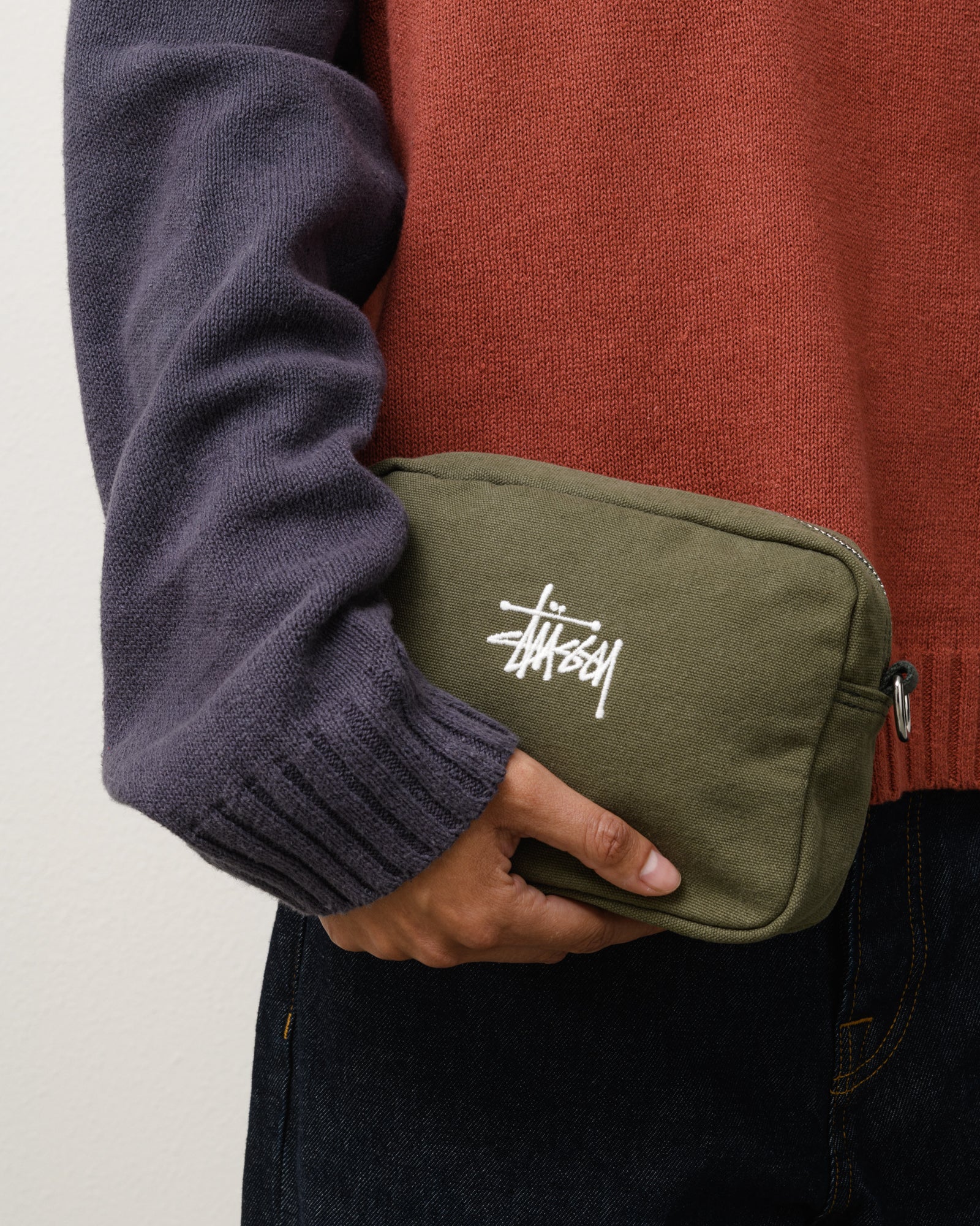 Stussy Canvas Pouch pochette verde 19x14x7 cm cotone
