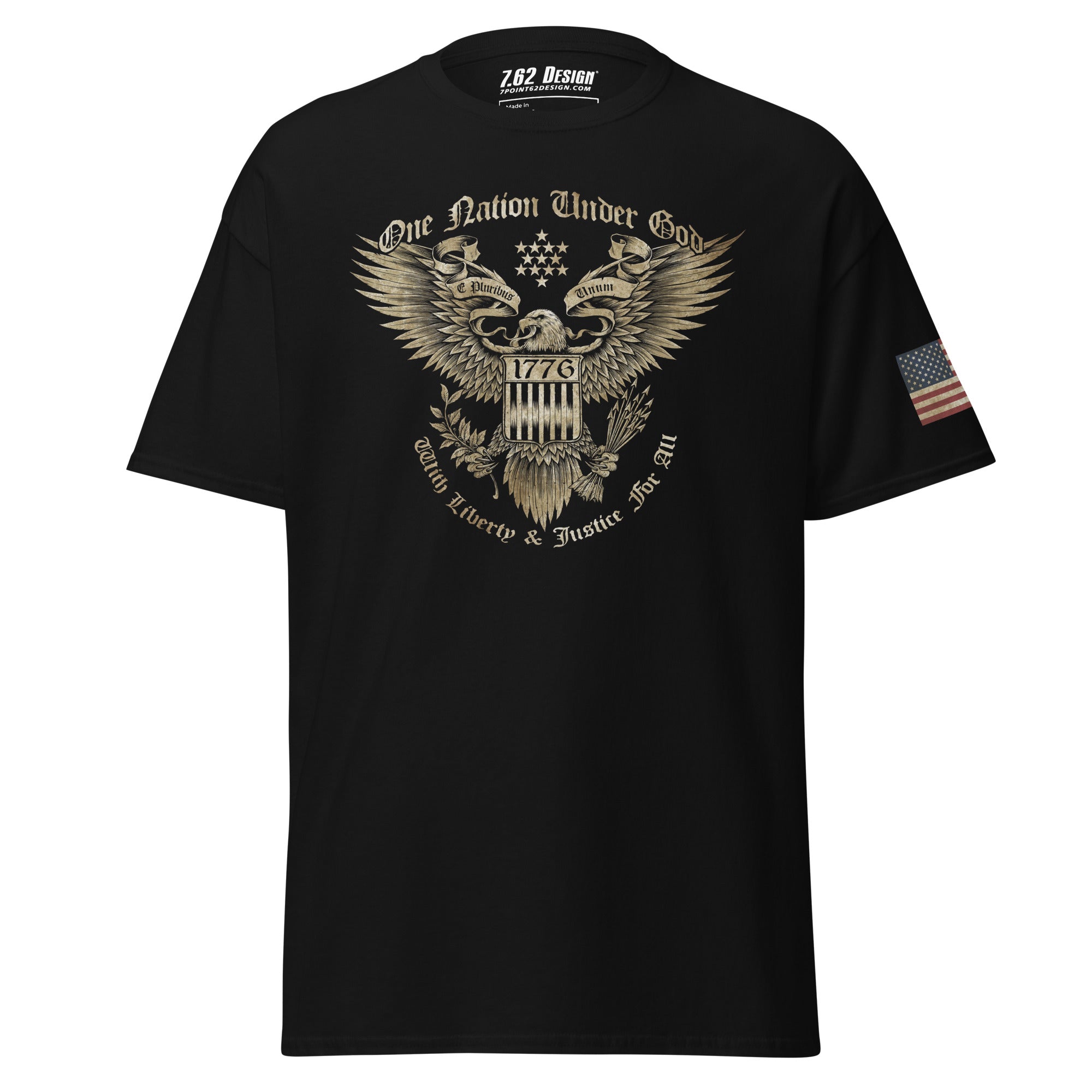 7.62 Design One Nation Maglietta Cotone Nera Aquila USA