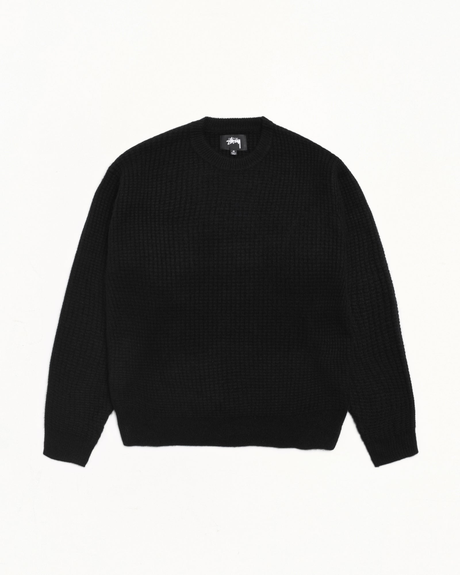 Stussy Waffle Cashmere Sweater maglione nero cachemire
