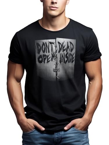 MAKAYA Dead Inside T-Shirt Uomo S Cotone Nera