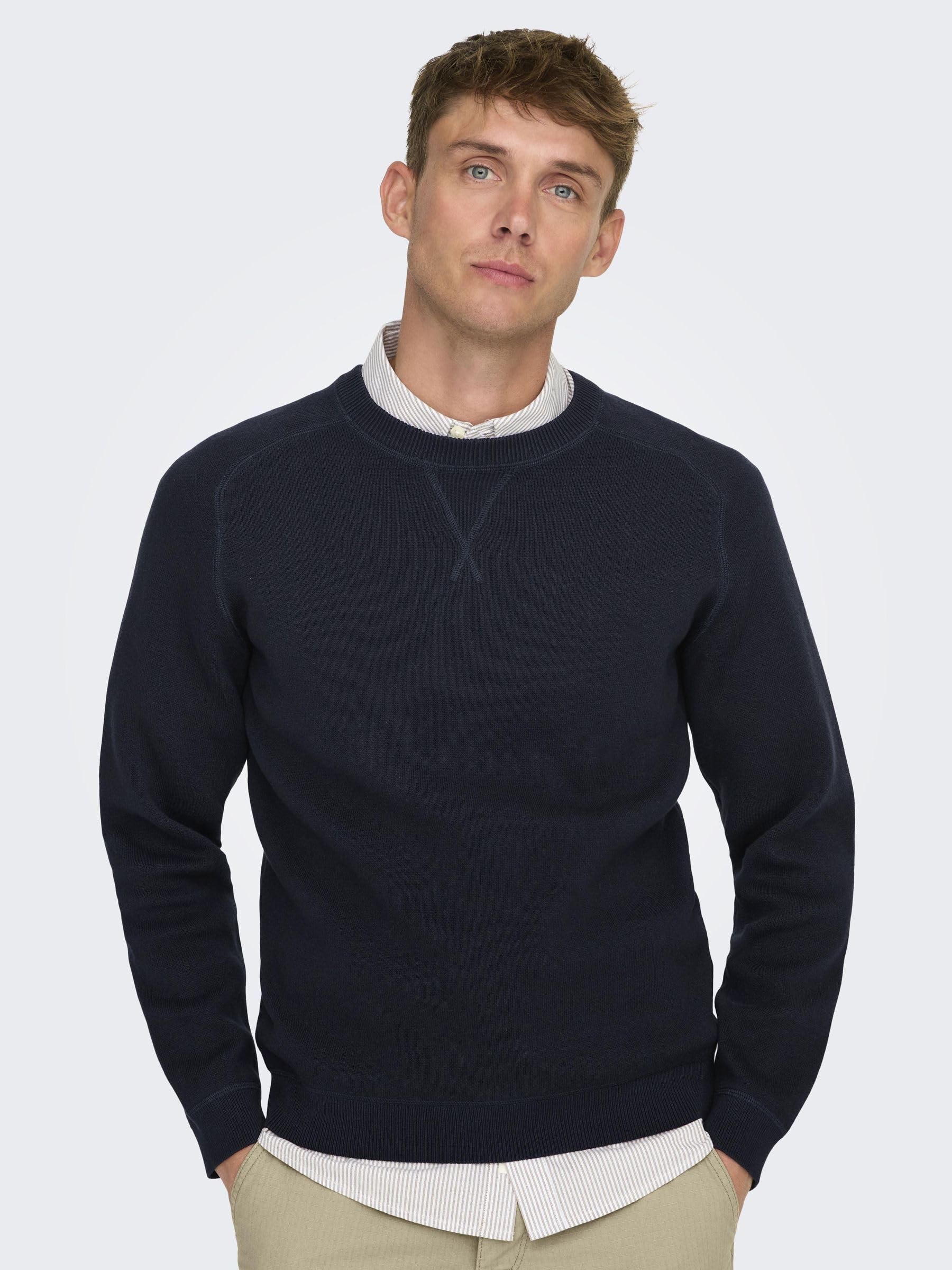 ONLY & SONS Onspin maglione uomo girocollo grigio