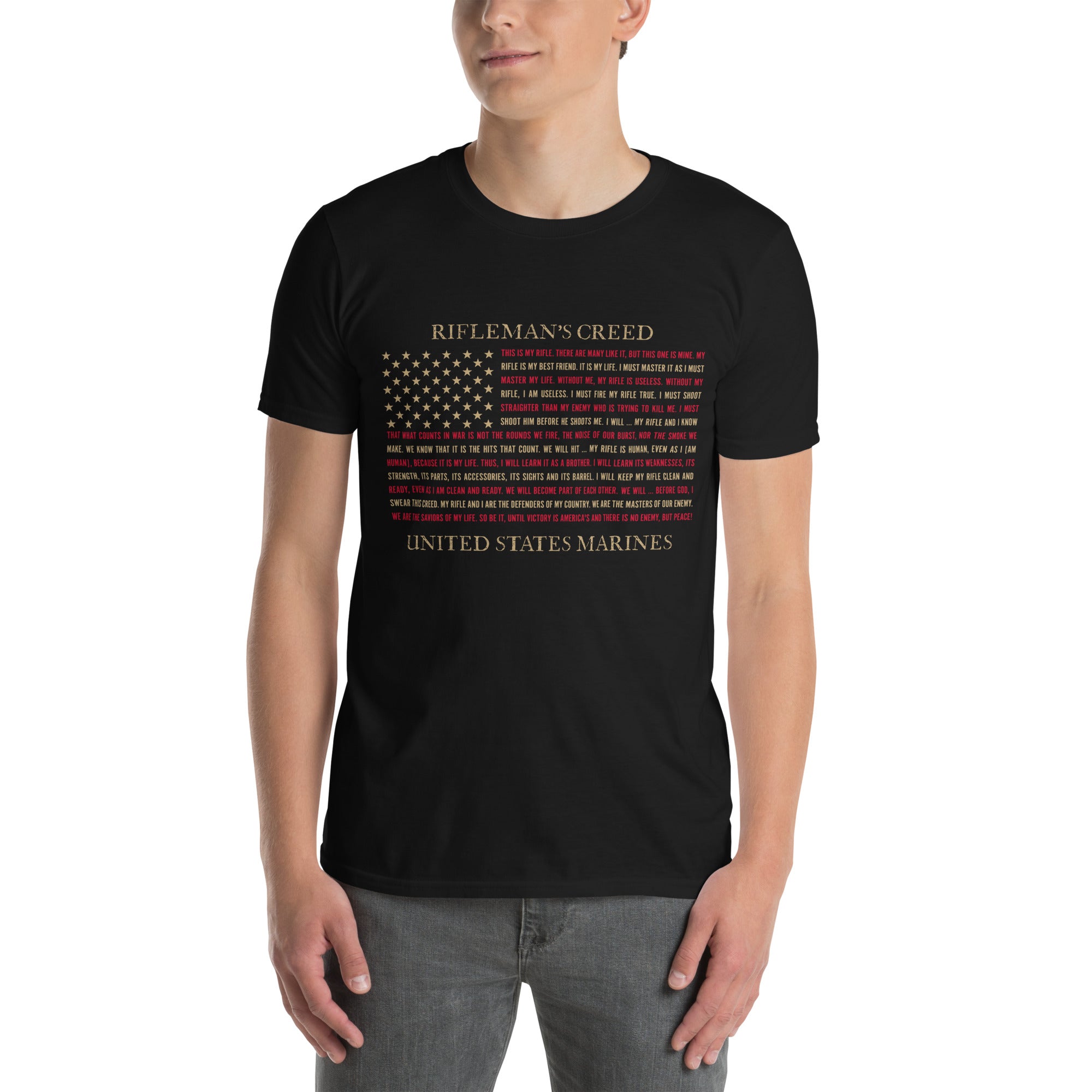 7.62 Design T-Shirts maglietta USMC Rifleman Creed nera cotone