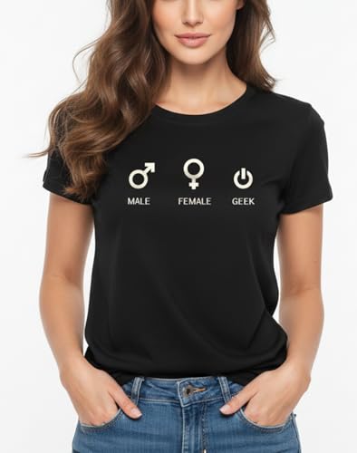 MAKAYA T-Shirt Donna Nerd Geek Gamer Maglietta L Cotone