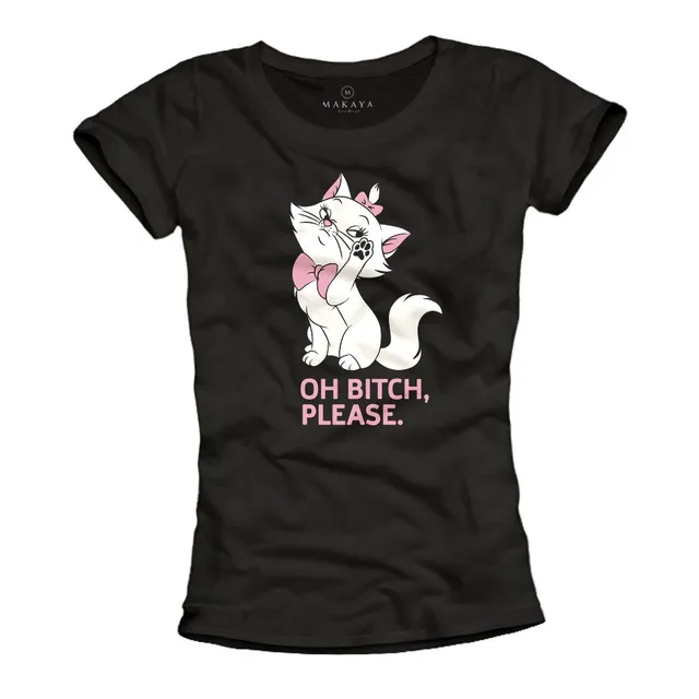 MAKAYA T-Shirt Donna Maglietta Gatto Cotone Taglia L