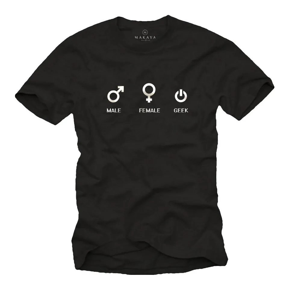 MAKAYA Male Female T-Shirt Uomo Cotone Nerd Taglia S