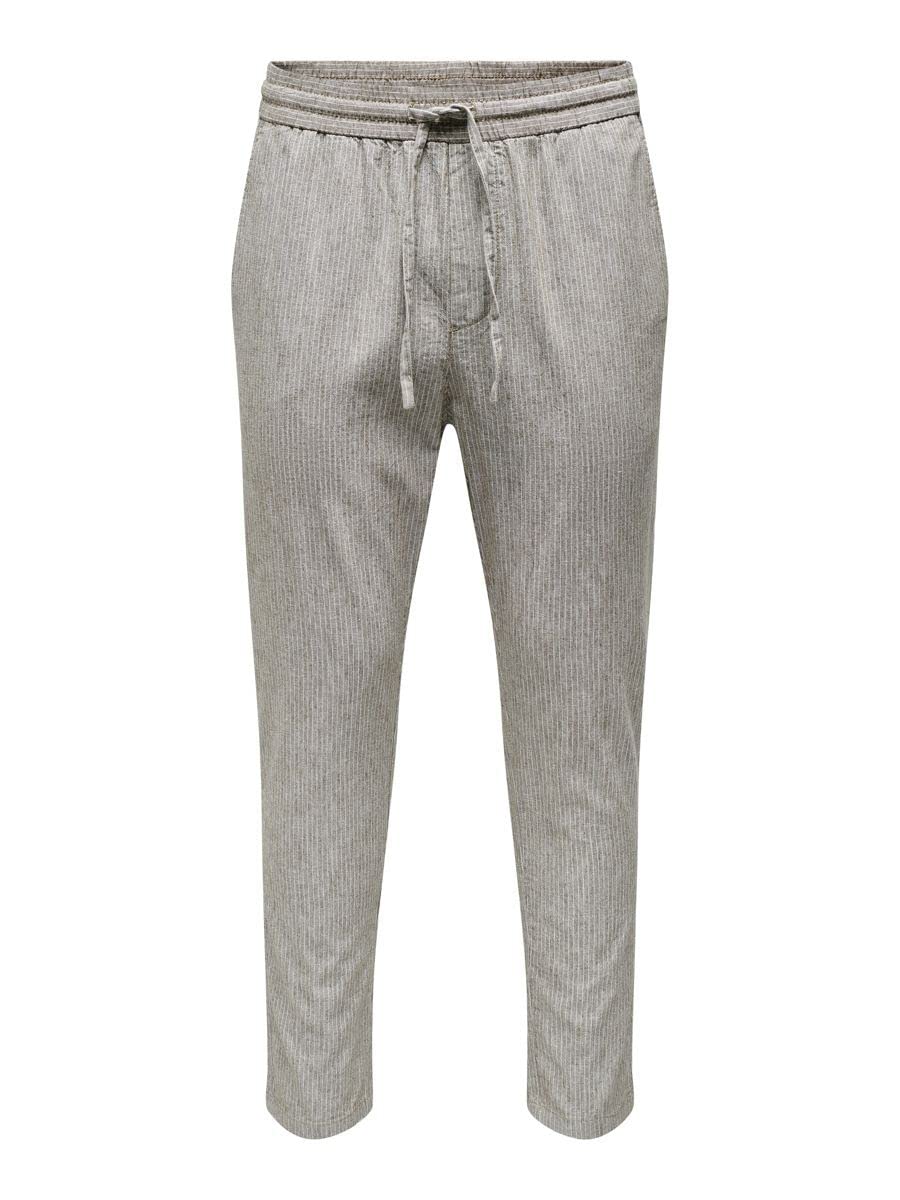 Only & Sons Onslinus Crop Pantaloni Lino Uomo M Teak