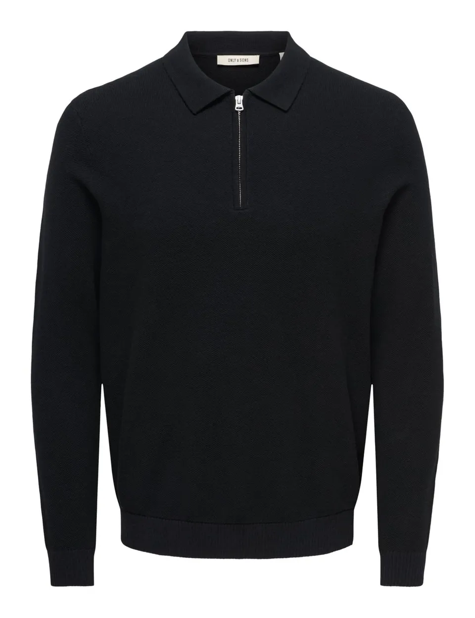 Only & Sons Onsloui Zip polo uomo nera micro knit