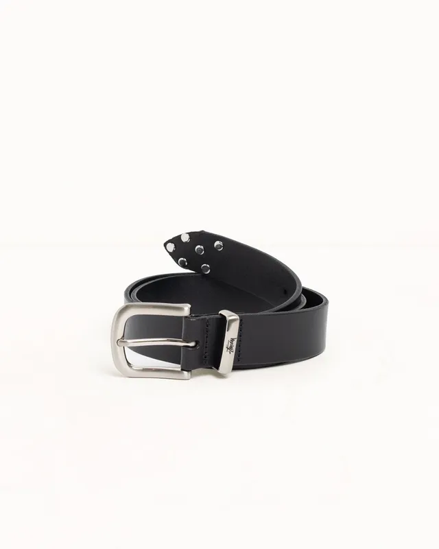 Stussy Accessories Metal S Tip cintura Black pelle 102 cm