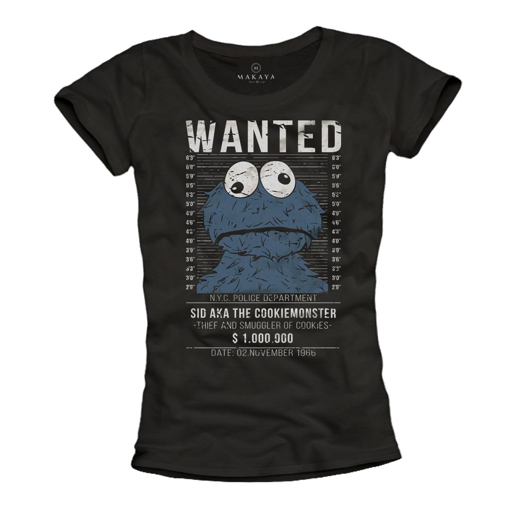MAKAYA Wanted T-Shirt Donna M 100% Cotone Ring Spun