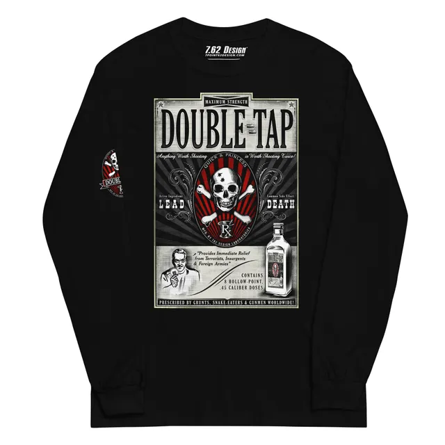 7.62 Design T-Shirts Double Tap maglia manica lunga nera cotone