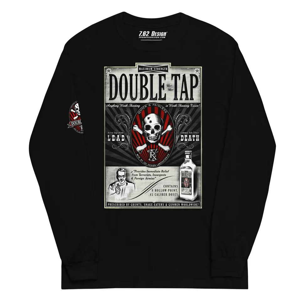 7.62 Design T-Shirts Double Tap maglia manica lunga nera cotone