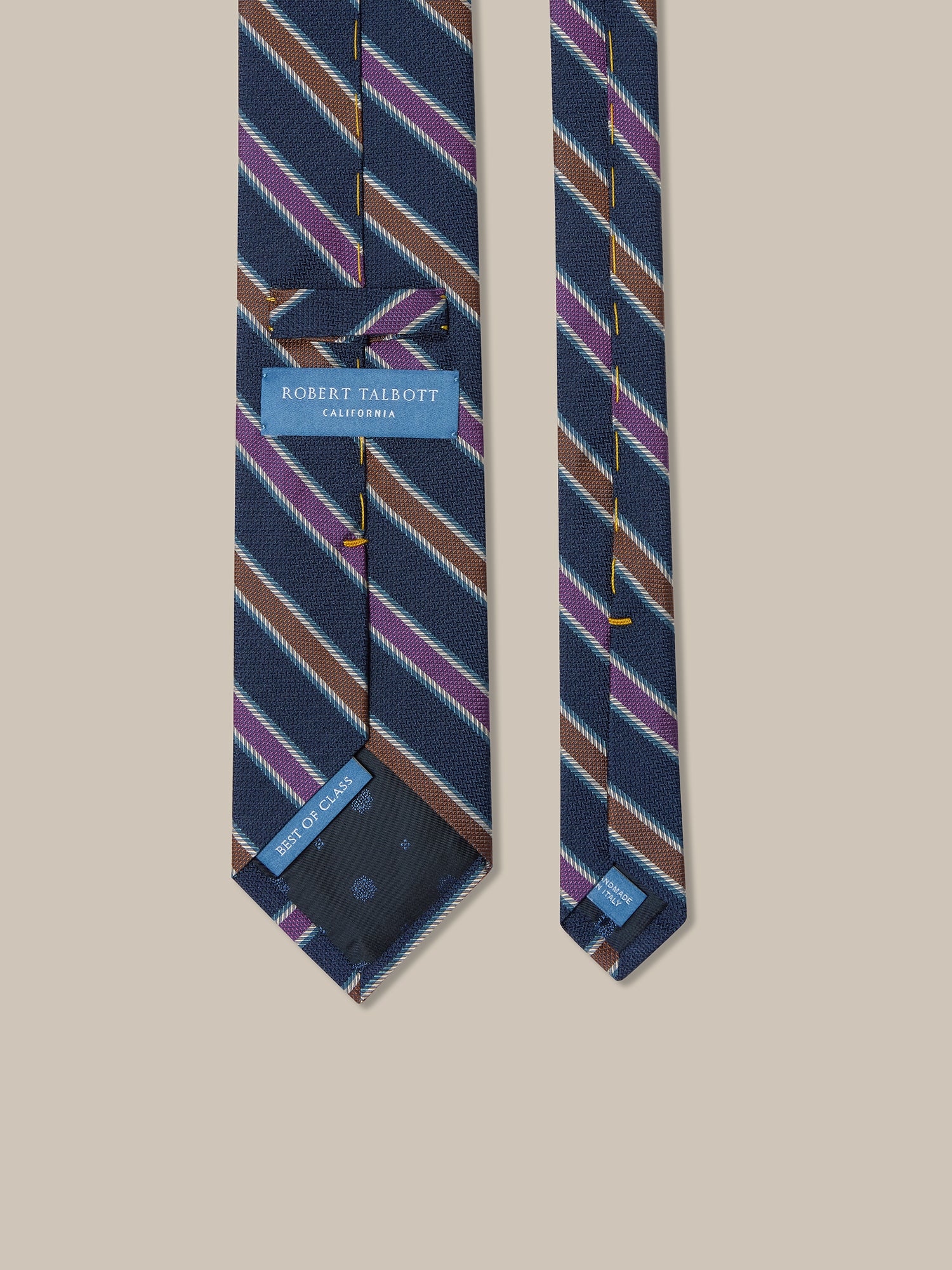 Robert Talbott Robert cravatta seta righe navy multi