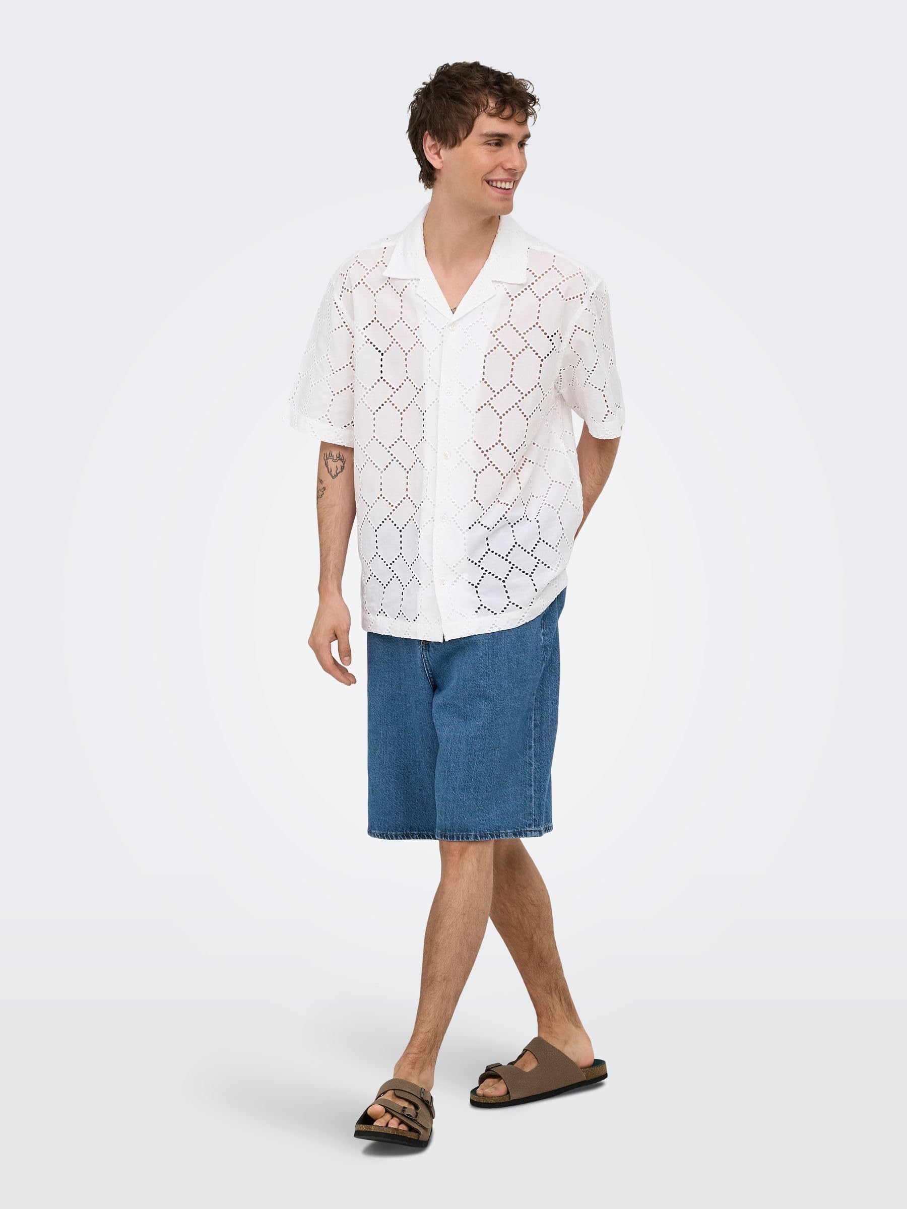 ONLY & SONS Onsremi Shorts Uomo M Denim Blu Wide Box