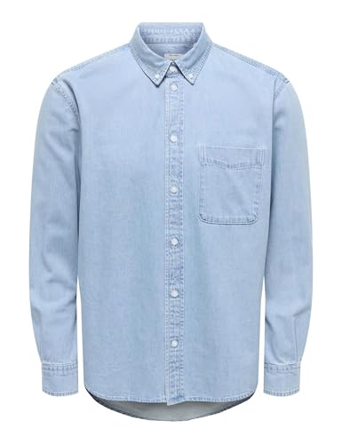 Only & Sons Onsorson Oxford Camicia Uomo Denim Blu