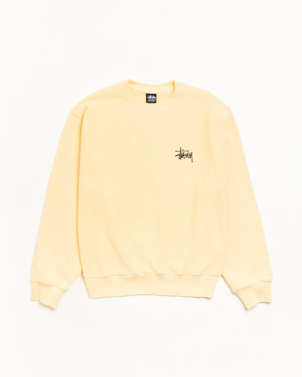 Stussy Basic Crew felpa girocollo oro garment dyed cotone