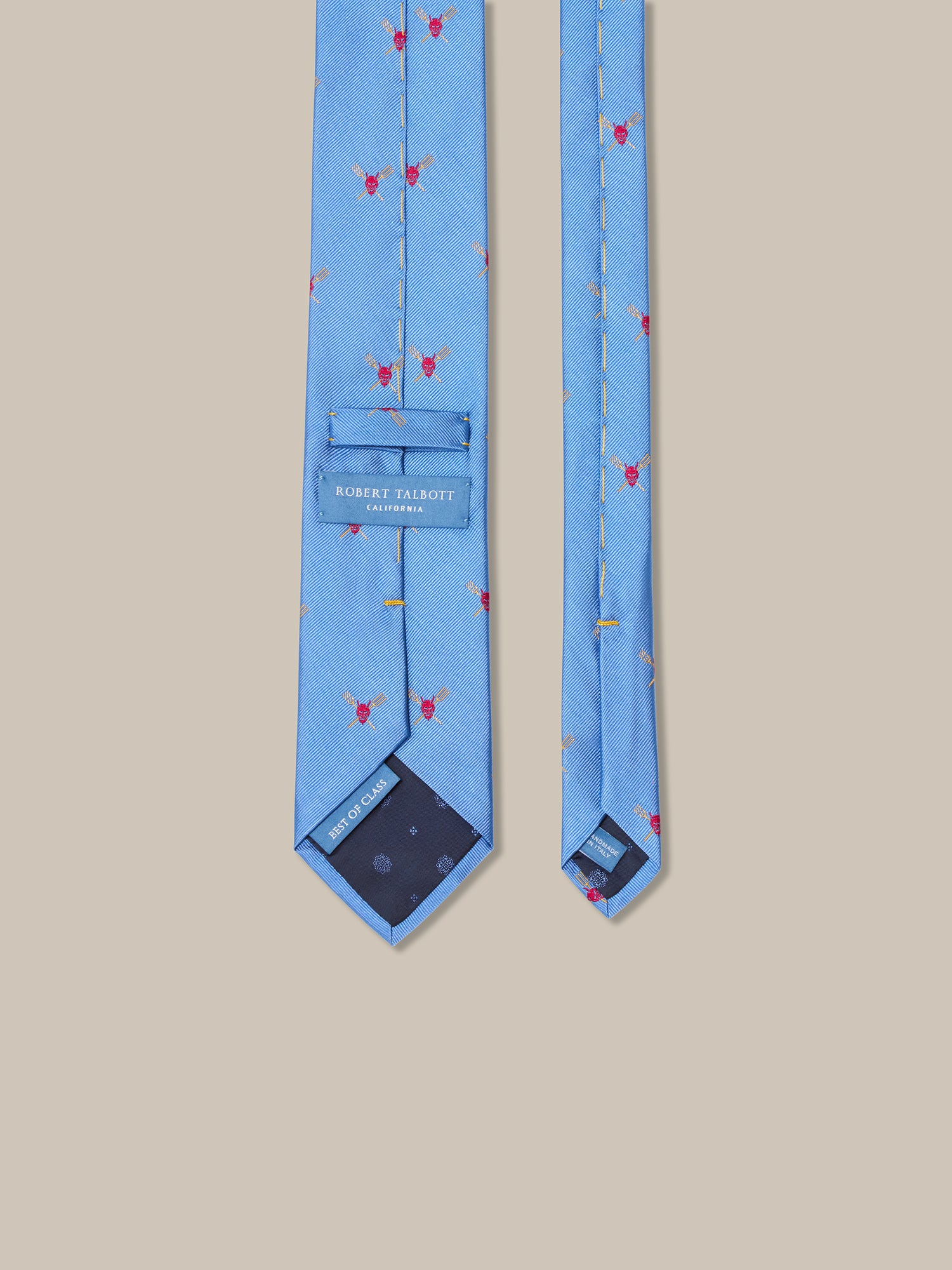 Robert Talbott Devil and Pitchfork cravatta seta azzurra