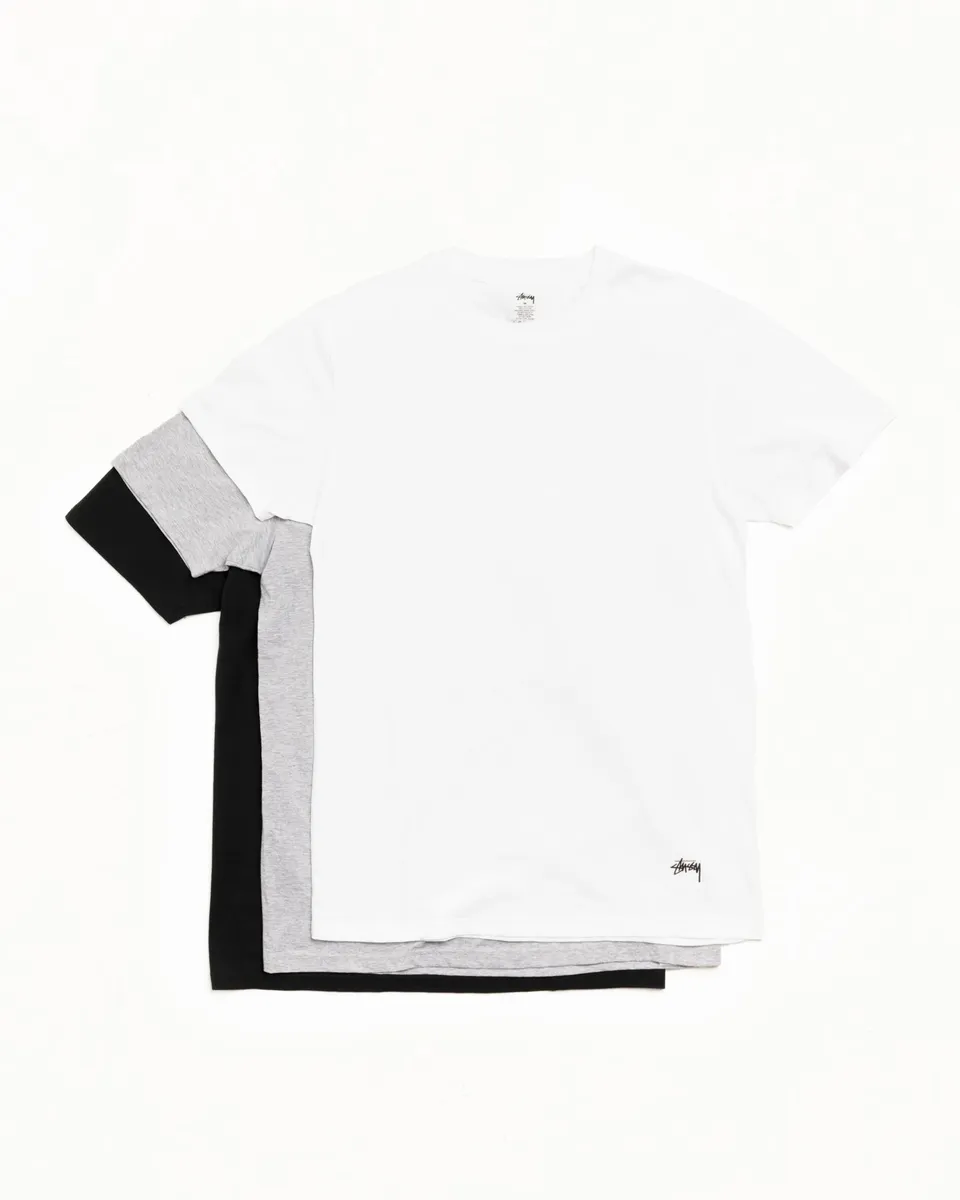 Stussy Tees 3 Pack t-shirt Multi 3 pezzi cotone
