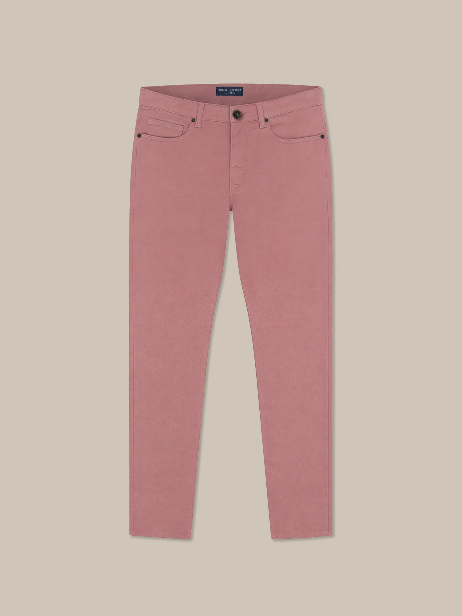 Robert Talbott Fernando Pantaloni Lino Salmone 5 Tasche Slim