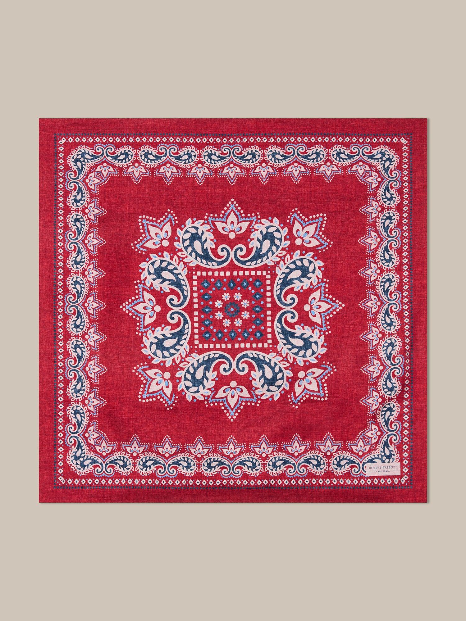Robert Talbott Harmon Foulard Seta Rossa Reversibile Paisley